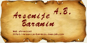 Arsenije Baranin vizit kartica